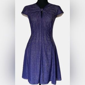 Plum Purple Keyhole Twist Front Cap Sleeve Midi Tea Dress